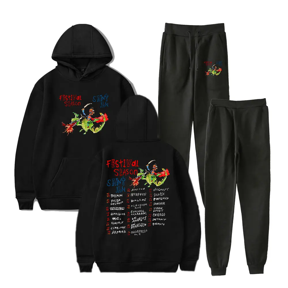 

Saint Jhn Festival Season Tour Hoodie Suit Man/Woman Streetwear Casual 2 Pieces Sets Hoodie Streetwear Long-Sleeved Top