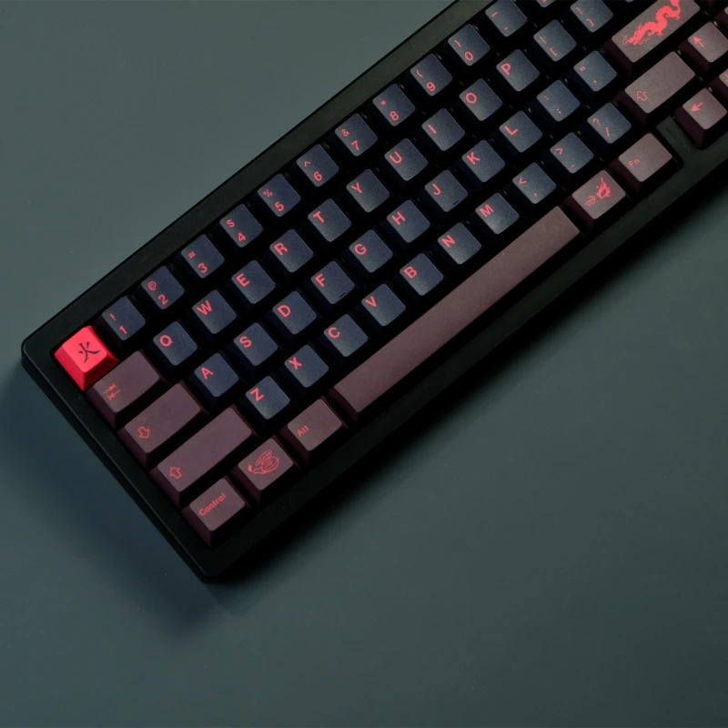 Imagem -03 - Gmk Red Dragon Keycaps Grupo Cereja Caps Perfil Chave Pbt Dye Sublimação Keycap para Interruptor mx 61 64 68 75 87 104 Chaves 129 Chaves