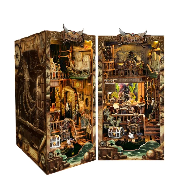

Pirate New World DIY Bookend, Hand - assembled Wooden 3D Stereo Model, Desktop Decoration Ornament