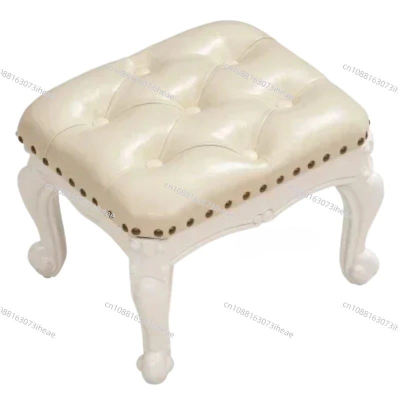 Modern Nordic Solid Wood Footstool, Portable Low Footrest & Ottoman for Bedroom & Entryway