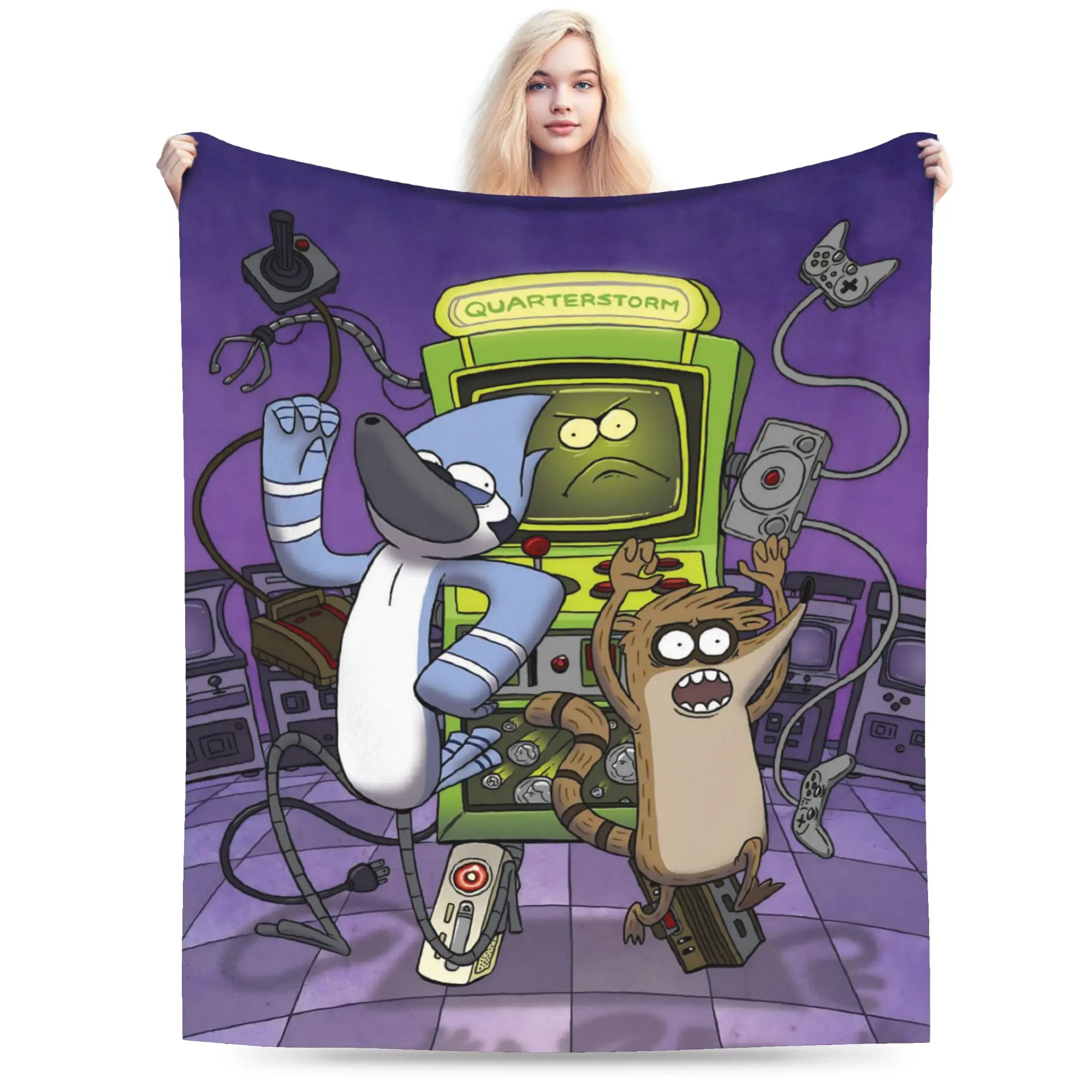 Super Soft Regulars Show Cartoon Character Throw Blanket Premium Flannel Fleece Lightweight  Bed Blanket Fuzzy Plush Blankets