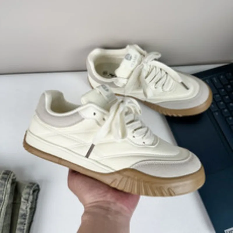 

Newest Top Quality Cow Suede Round-Toe Thick Sole Lace-Up Casual Tennis Shoes Sewing Sneakers Shoes Hiking Flats Bota Feminina