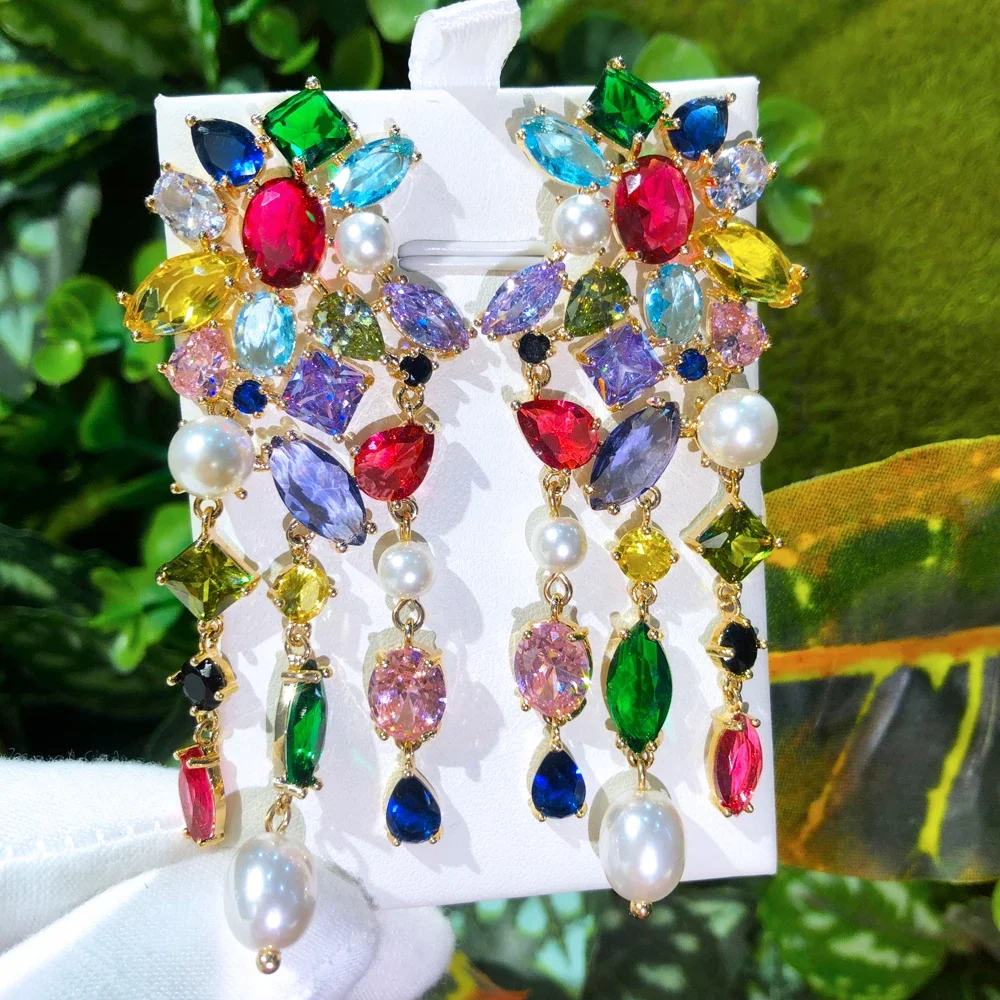 

Kellybola Luxury Shiny Charm Clear CZ Pendant Dangle Earrings For Women Daily Party Earrings Shiny Luxury Parure Bijoux Femme