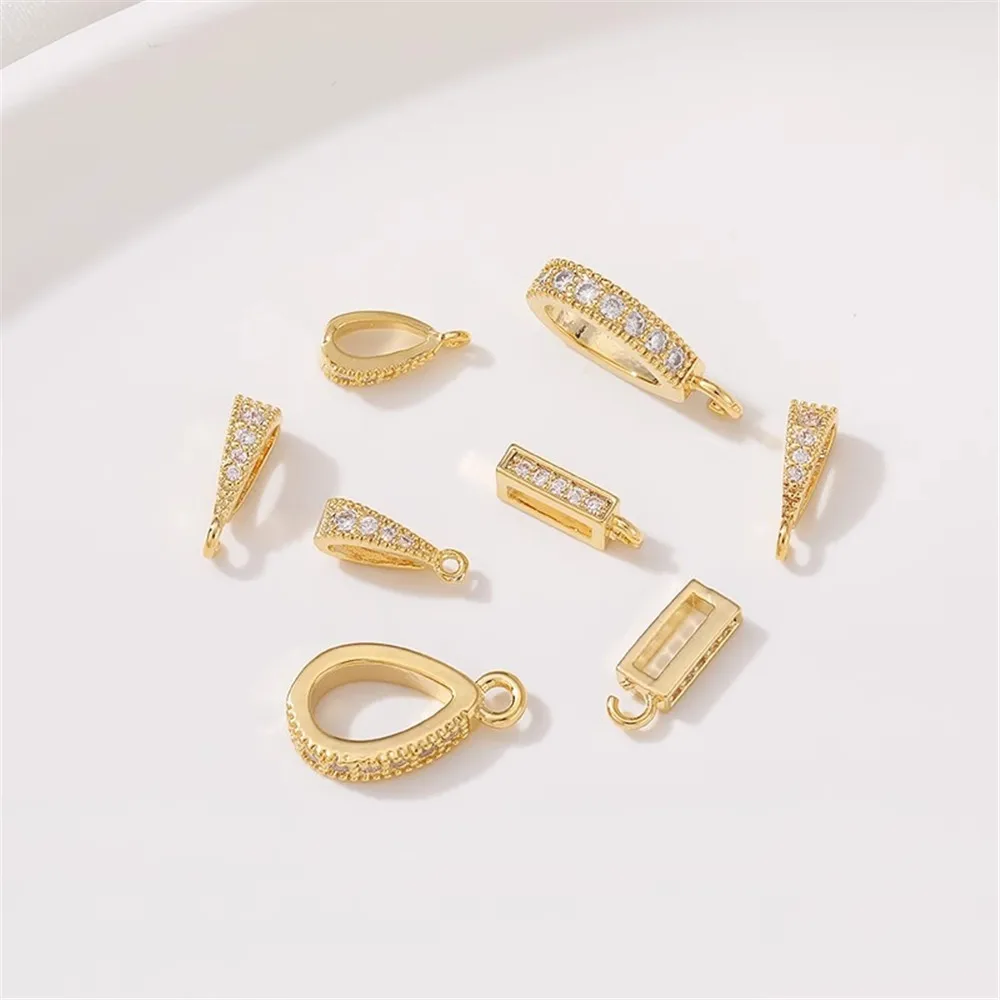 

14K Gold-filled Micro-inlaid Zircon Open Pendant Buckle Melon Seed Buckle Handmade DIY Bracelet Necklace Ear Jewelry Material