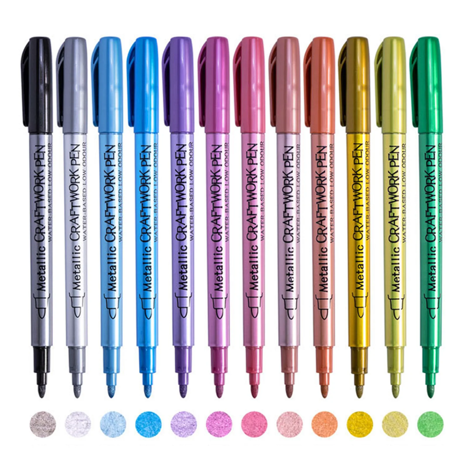 

12 Colors Metallic Craftwork Pens Paint Marker Multifunctional Crafts Art Paint Pens for Card Making Painting Birthday Present
