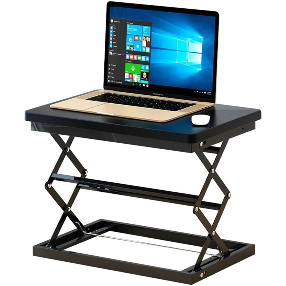 

Compact & Solid Aluminum Standing Desk, Desktop Platform Height Adjustable w/Smooth Air Assist, Instant Sit Stand Converter & Mo