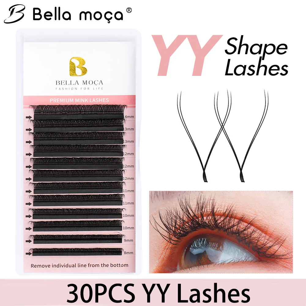 30PCS YY Shape Lashes YY Eyelashes Extension C/D Faux Mink Eyelashes Brazilian Cilios 8-14mm YY Lashes Shipping From Brazil