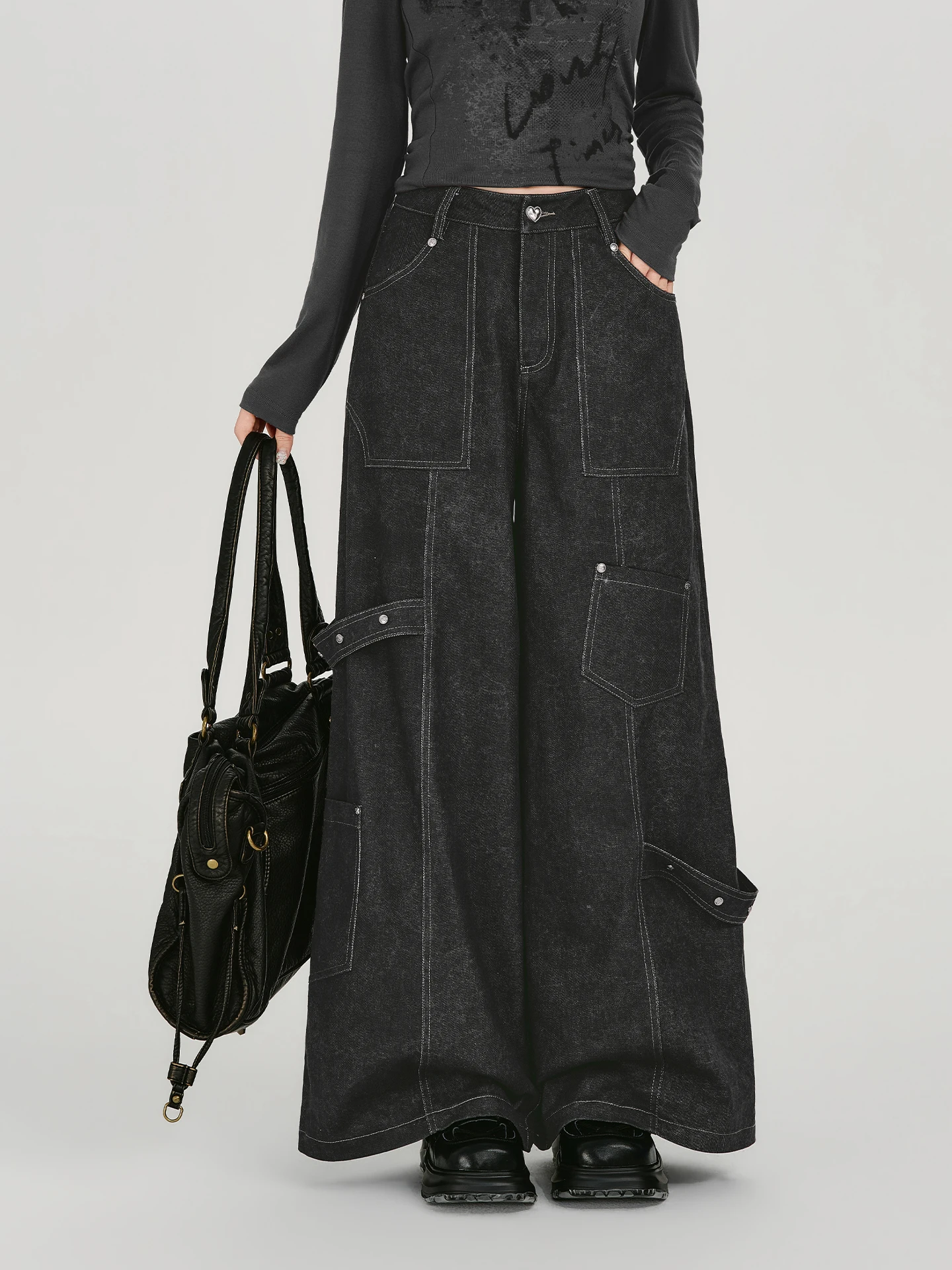 

Girly American Retro Waed Workwear Jeans Women's Spring Summer New Wide Leg Loose Long Pants Hot Girl Casual Sle