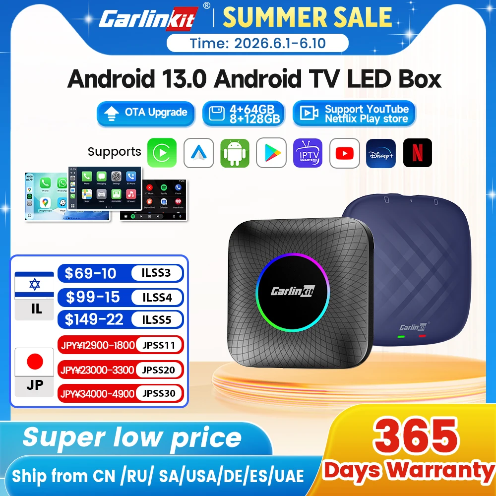 Carlinkit Ai Box Android 13 Led Wireless Android Auto & CarPlay