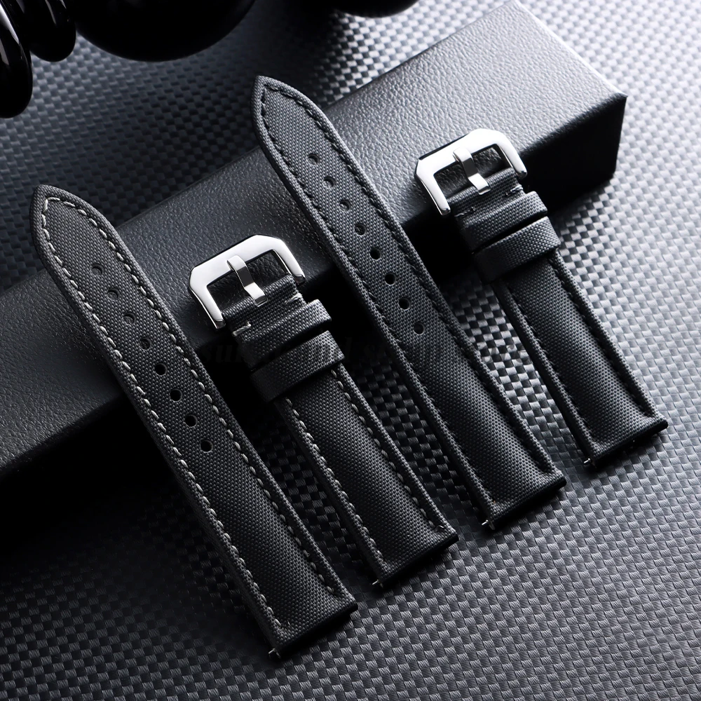 Correa de tela de vela Premium de 20mm, 22mm y 23mm para Seiko para Blancpain, correa de reloj FIFTY FATHOMS, correa de liberación rápida de cuero de nailon duradero