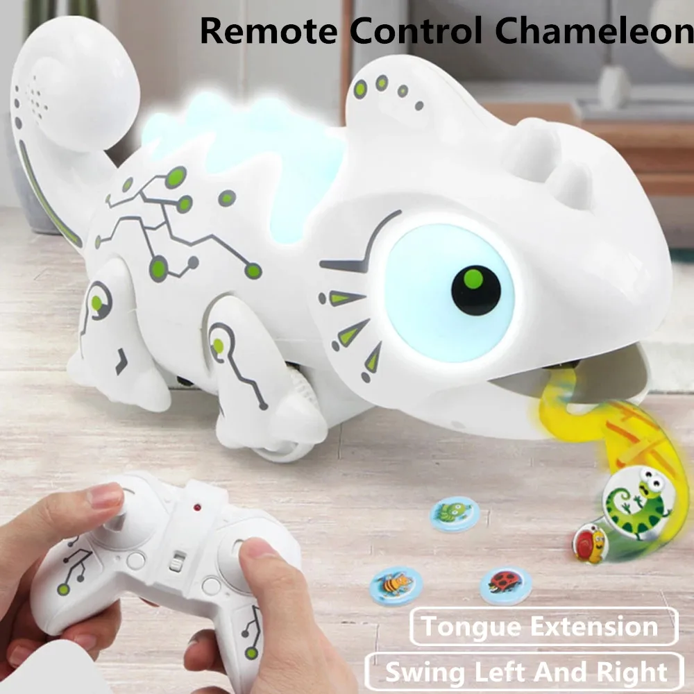 Remote Control Intelligent Smart RC Chameleon Robot Animal Toy With Tail Swing Left And Right Sound Effect Funny Cute Toy Gifts