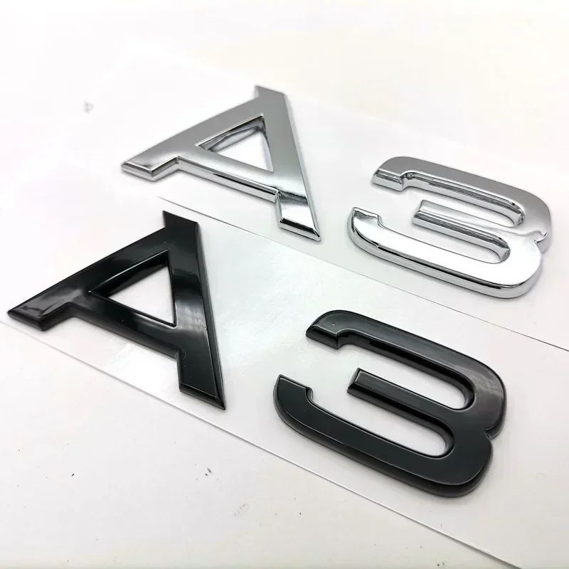 Emblema do tronco traseiro do cromo do ABS 3D, etiqueta do emblema, decalques para Audi A1, A3, A4, A5, A6, A7, A8, Q2, Q3, Q5, Q7, Q8, TT,