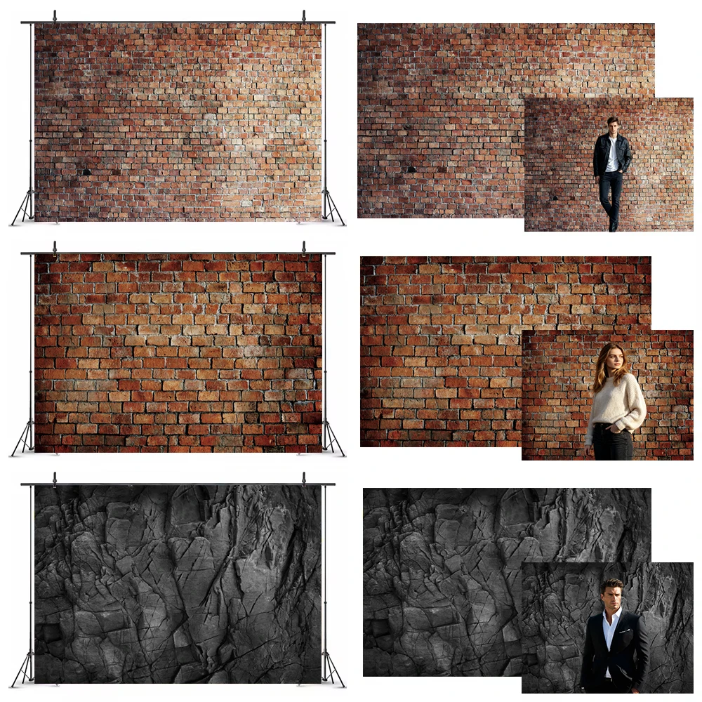 Vintage Brick Stone Wall Photography Backdrops for Baby One year old's Birthday Cake Smash Wedding Party Background Photo Studio