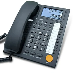 Wall Mountable Telephone Desktop Corded Landline Phone with 11 Fast Dial, Automatic Take-up, Ringtone Switch, Dual Interface