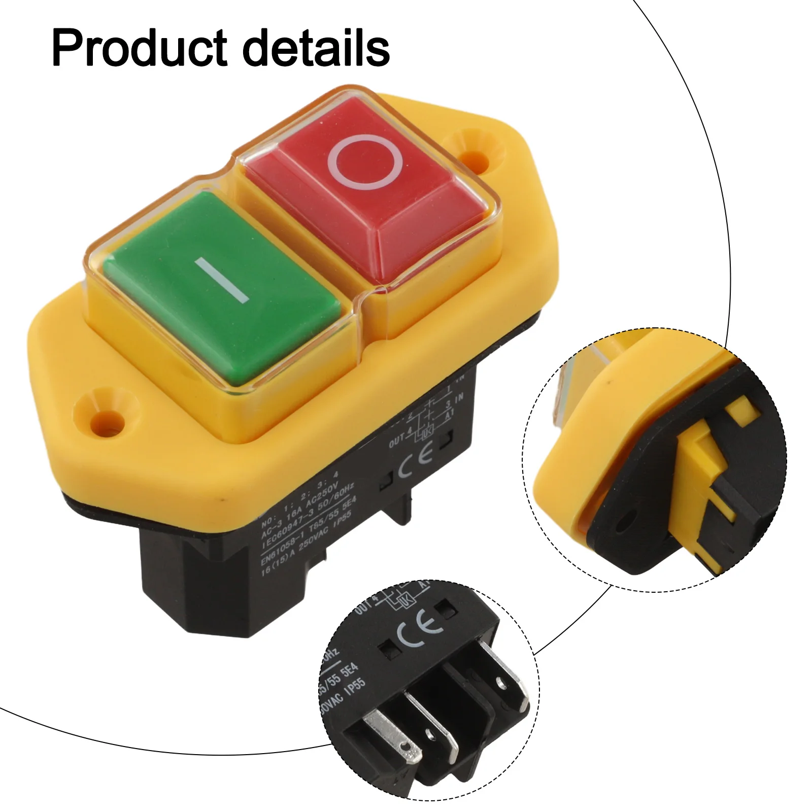 Appliance Safety Features 77*62*38mm Electromagnetic Switch Power Tool Switch 16A Rated Current IP55 Protection Grade