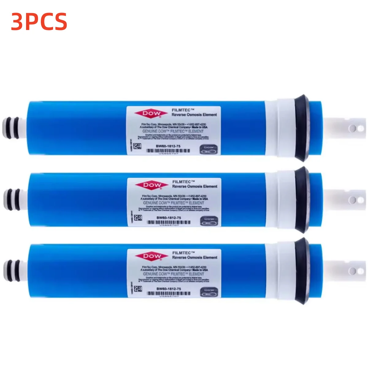 3pcs original 75 gpd water filter for Dow Filmtec reverse osmosis membrane BW60-1812-75  water filter