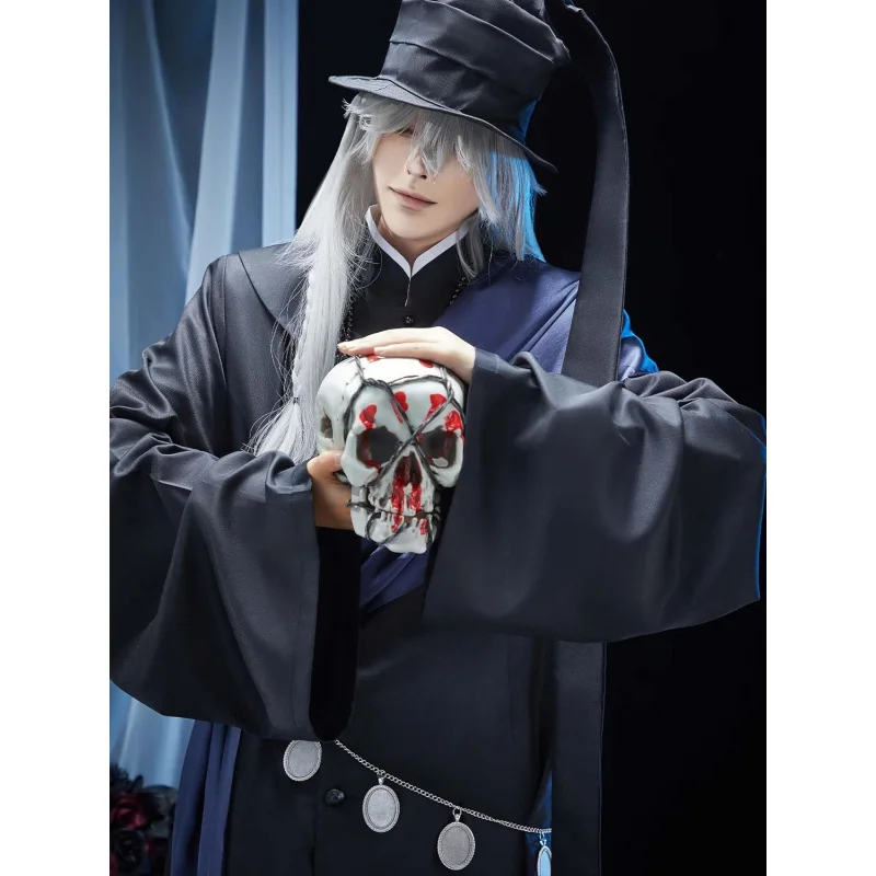 

☆YunCos Women's Anime Cosplay Costume Outfit Black Blue M Spandex Satin Polyester Hat Shirt Cape☆