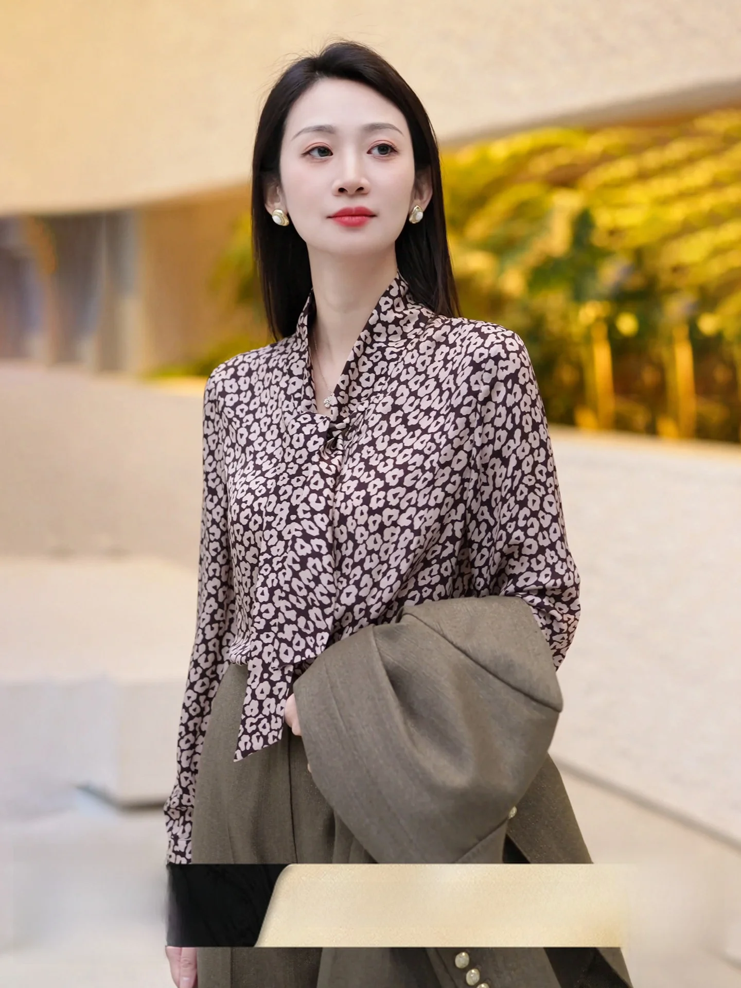 

Шелковая женская блузка CVANEA Spring Floral Language из натурального шелка 9 мм, универсальная, с длинным рукавом, с принтом, дышащая, повседневная