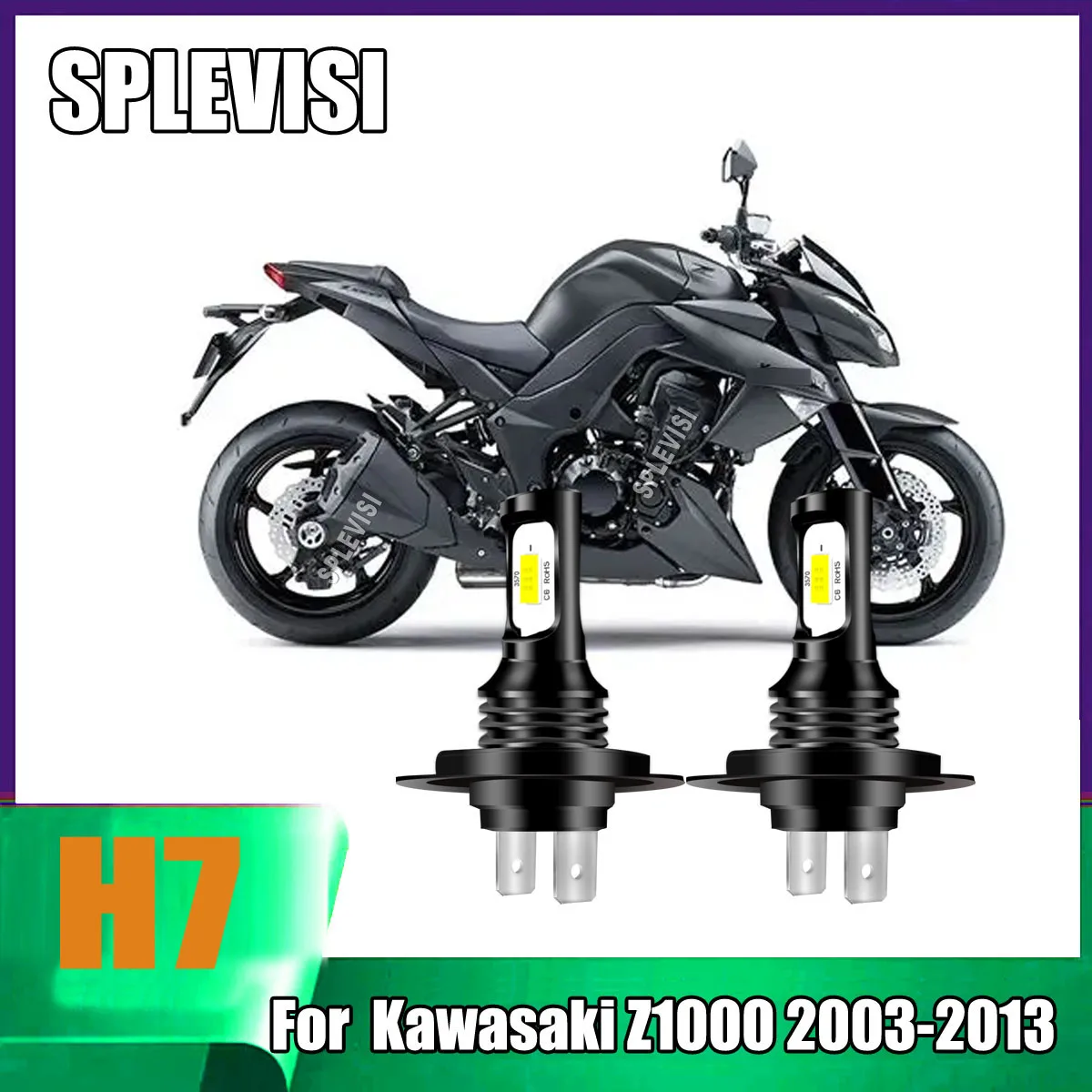 

2x White LED Motorcylce Headlight Bulb -durability far exceeds similar products For Kawasaki Z1000 2003 2004 2005 2006 2007-2013