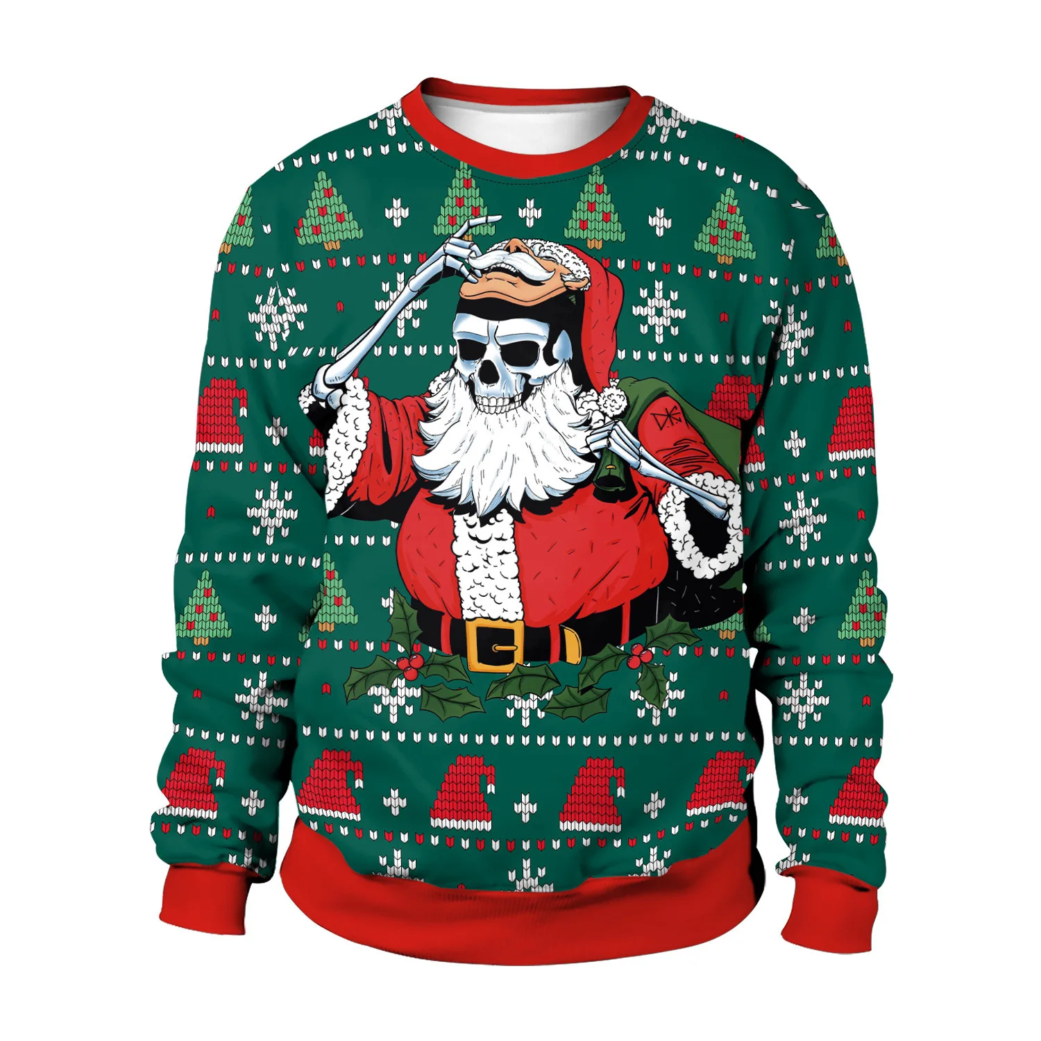 Christmas Sweater Couples Pullover New Year Eve Holiday Party ClothesXmas Sweatshirt 3D Print Santa Claus Skeleton Ugly Graphic