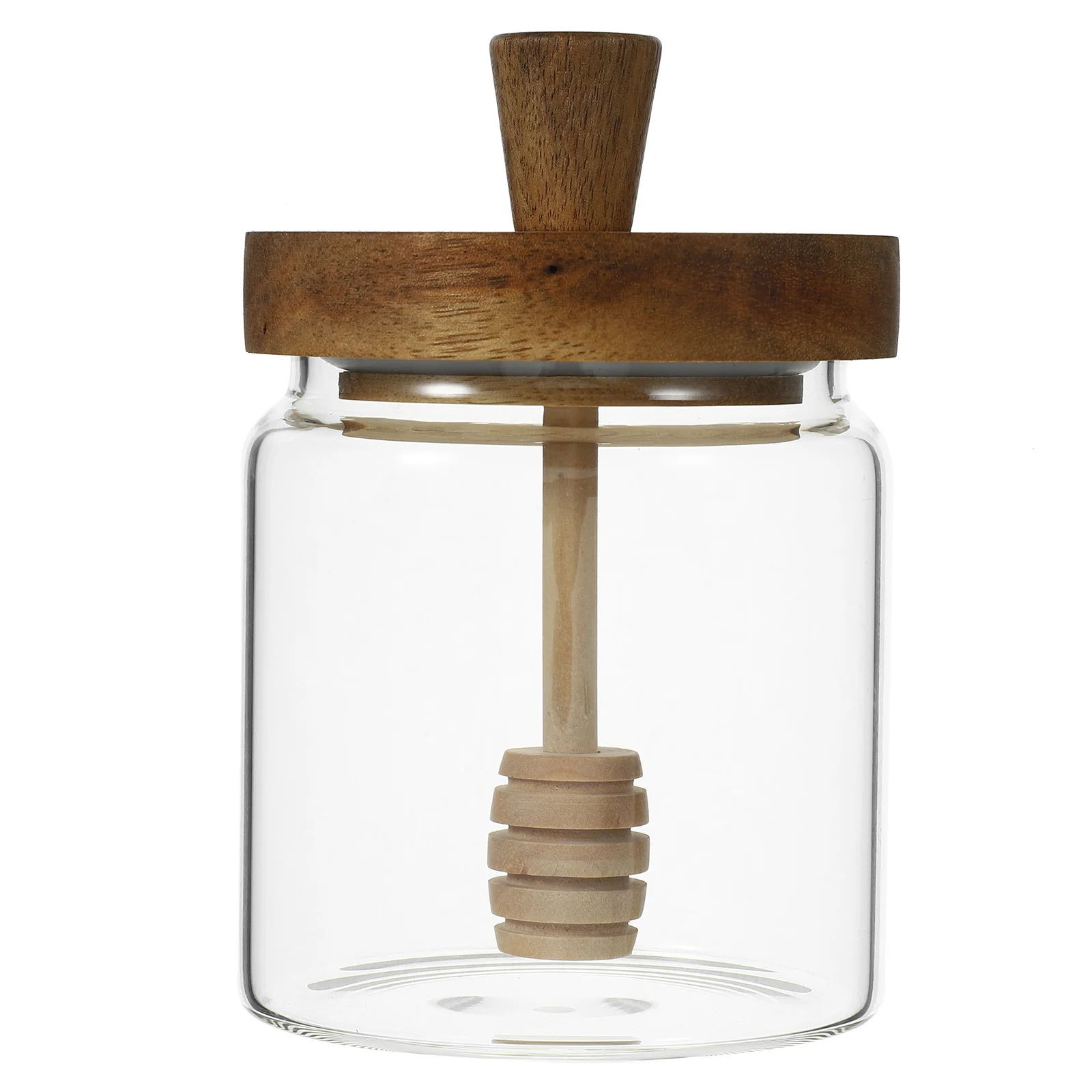 

Clear Glass Honey Jar with Wooden Lid and Dipper Kitchen Honey Storage Container Syrup Jam Dispenser Jar Jars with Lids
