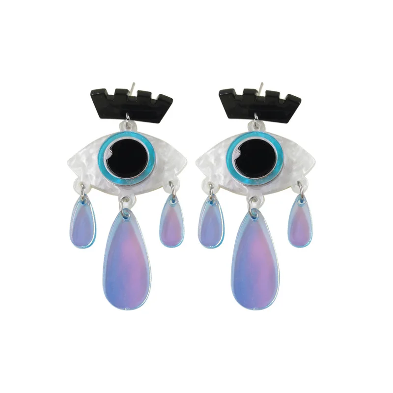 Halloween Collection Laser Colorful Y2K Acrylic Pendant Earrings Geometric Skull Head Ghost Pumpkin Outward Party Jewelry Gifts