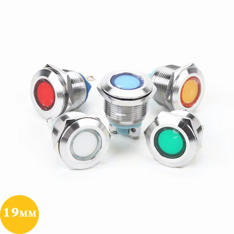 1pcs LED Metal Indicator Light 19mm 3V 6V 12V 24V 220v Waterproof Signal Lamp LIGHT Screw Connect Red Yellow Blue White