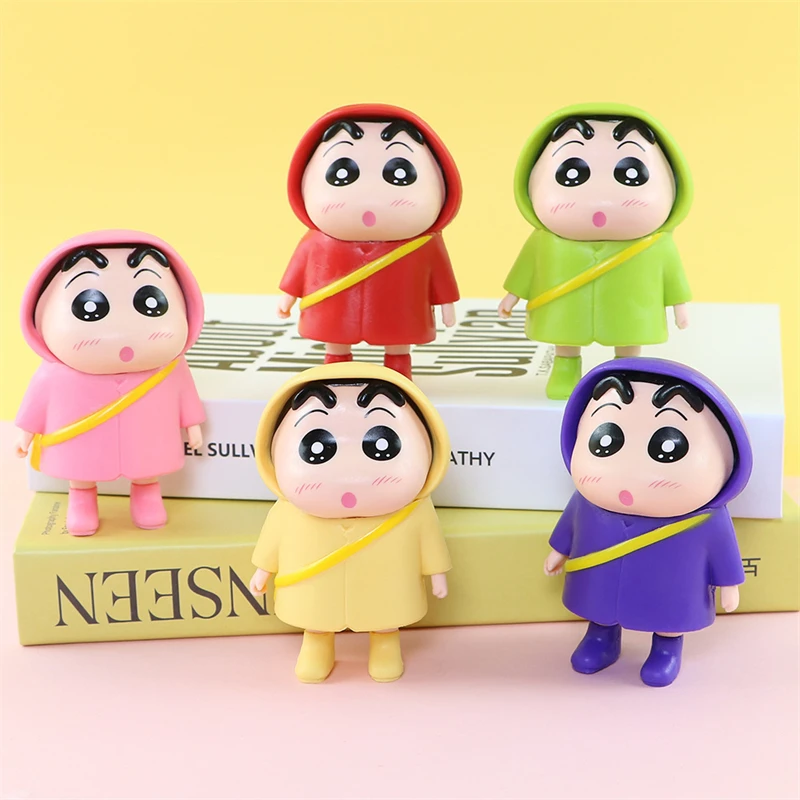 5 Color Raincoat Crayon Shin-Chan Action Figures Kawaii Anime Ornaments Cartoon Dolls PVC Model Statue Toys Collection Kids Gift