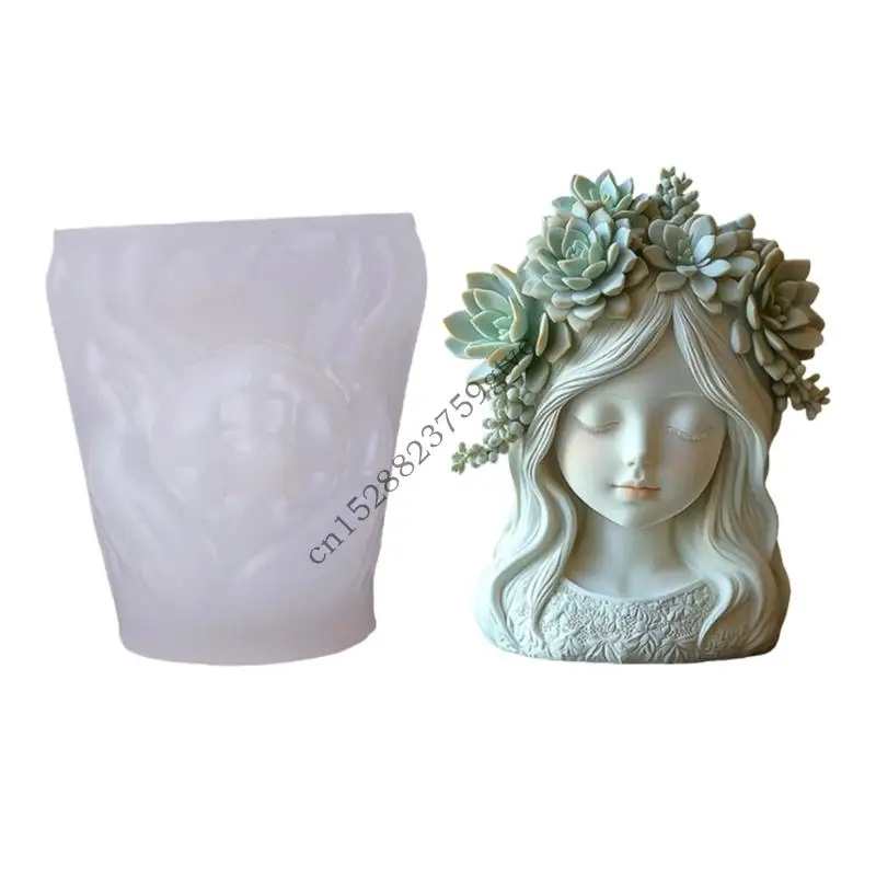 

D0UF Sleeping Girl Silicone Mold for Resin Crafts Jewelry Holder Plant Pots Art