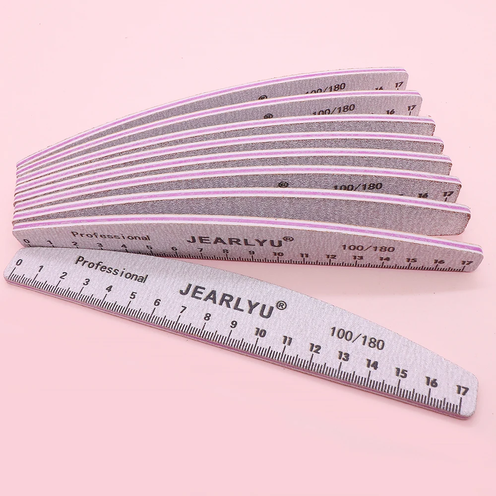 10/50Pcs 전문 네일 파일 도매 연마 쉐이핑 손톱 하프 문 그레이 샌드페이퍼 손톱 파일 페디큐어 매니큐어 도구