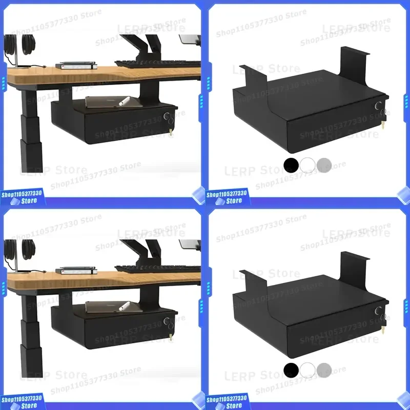 Under Desk Drawer Organizer Lockable Sliding Storage Box for Office Workstation Keyboard Tray Space Saving Solution for Home