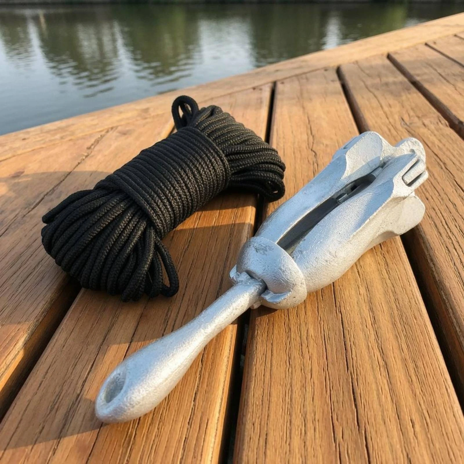 1.5 Kg Boat Anchor Rope Set Space-Saving Design Foldable Steel Anchor Marine Equipment Compact Storage for Boating, Lake view 2