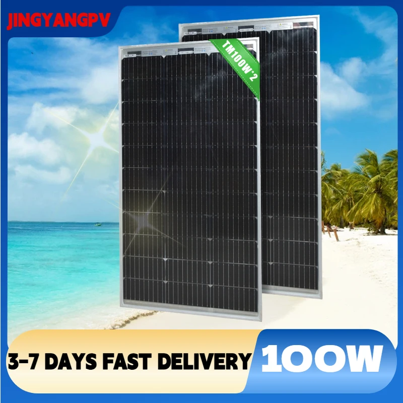 

100 W 12 V Bifacial Solar Panel, Ideal for Charging 12 V Batteries, for Motorhome, Garden, CModule for Greenhouse RV Boat Home