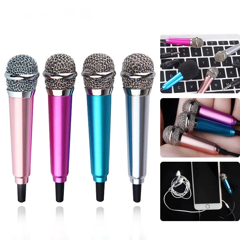 Portable 3.5mm Stereo Studio Microphone Earphone KTV Karaoke Mini Microphone for Phone Laptop Computer Desktop Small Size Mic