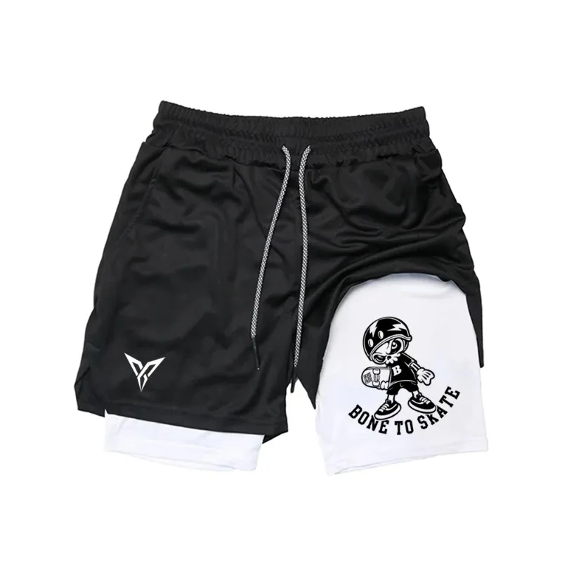 Summer  Men's Double Layer Casual Sports  Pants Breathable Running and Training Shorts Comfortable Physical Exercise Fitness