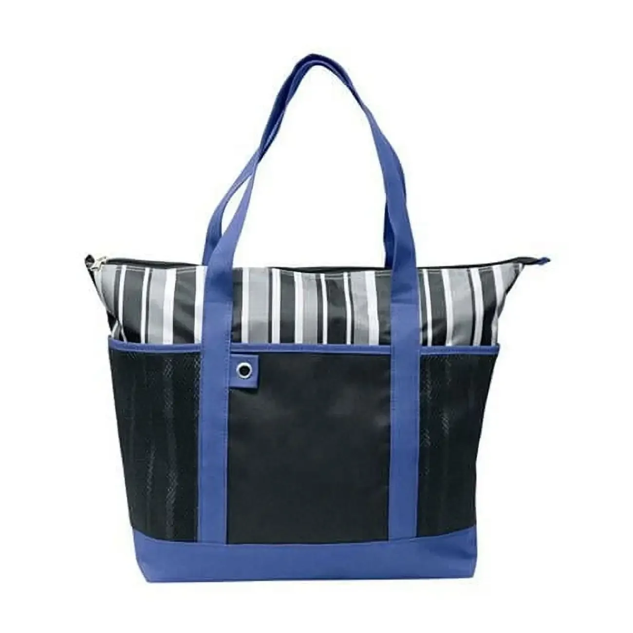 

Blue Shopping Striped Tote Bag