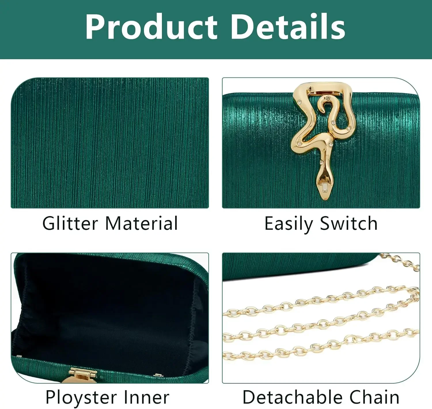 Картина 6: Jessie женские вечерние сумки формальные свадебные маленькие клатчи кошельки через плечо для выпускного вечера коктейльные вечерние сумки