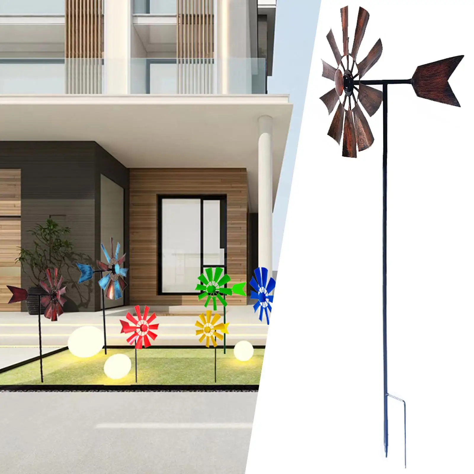 28inch Wind Spinner Pinwheel with Metal Garden Stake Decorative Lawn Ornament Wind Mill for Patio Terrace Outdoor Yard Ornaments