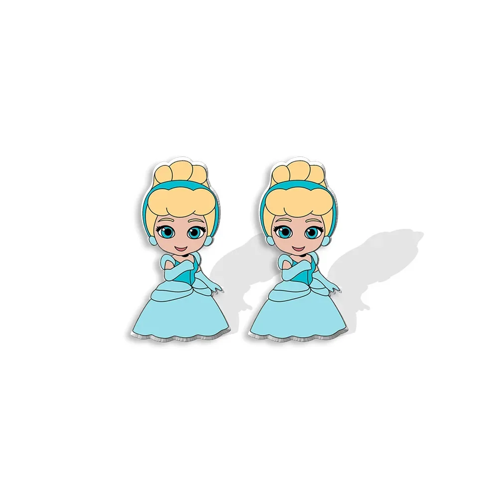 Snow White Disney Mermaid Stud Earring Anime Jewelry Accessorie Jasmine Alice Design Earrings Women Girl Kids Birthday Xmas Gift