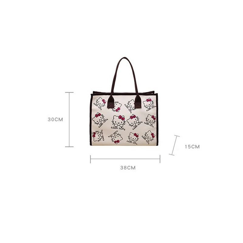 MINISO Hello Kitty Cartoon Canvas Bag Fashion Casual Versatile borsa grande capacità una borsa a tracolla