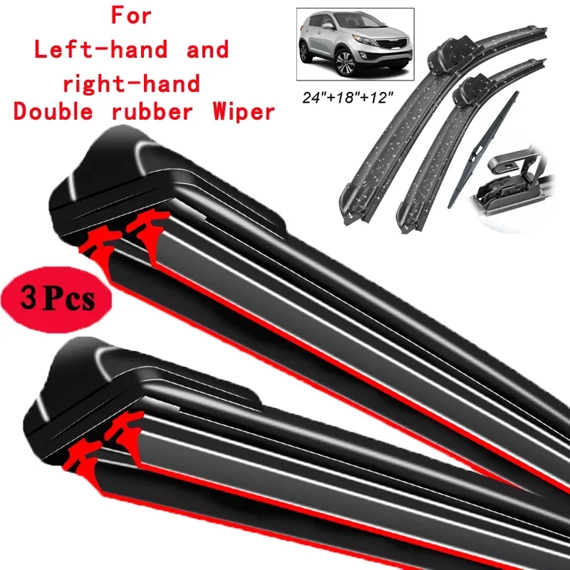 Car Wiper Front & Rear Wiper Blades Set Kit For KIA Sportage SL 2010 - 2015 Windshield Windscreen Window Brushes 24