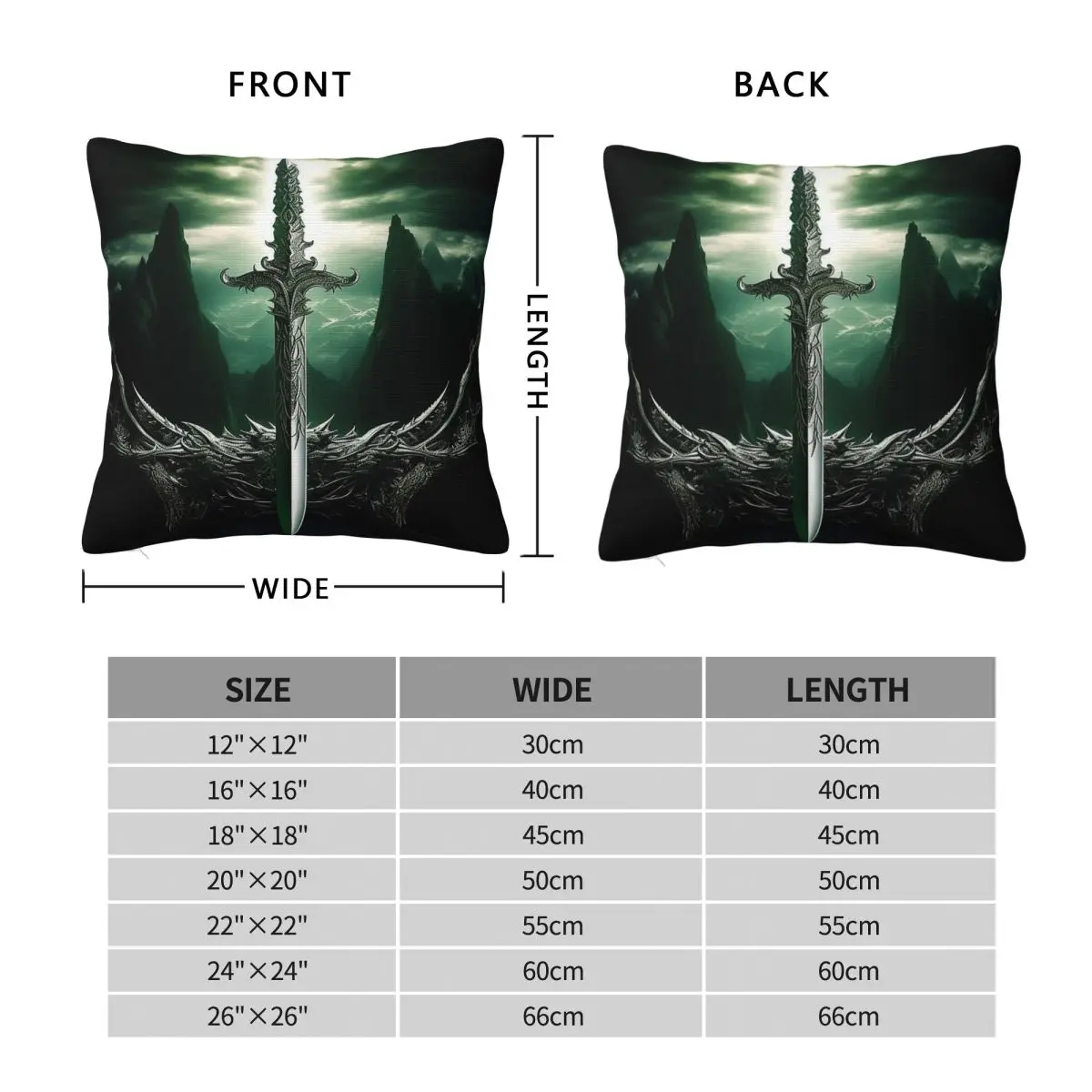 Fantasy Fiction Ancient Dragon Blade Square Pillowcase Polyester Linen Velvet Pattern Decor Throw Pillow Car Cushion Case 45x45