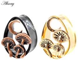 Alisouy 1PC Stainless Steel Mushroom Moon Water Drop Ear Tunnels Plugs Expanders Stretcher Gauges Earrings Piercing Body Jewelry