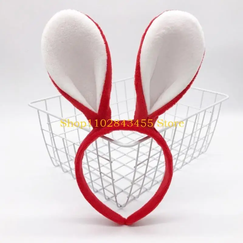 

49MC Christmas Bunny Ears Headband Plush Hairbands Easter Party Hair Decor