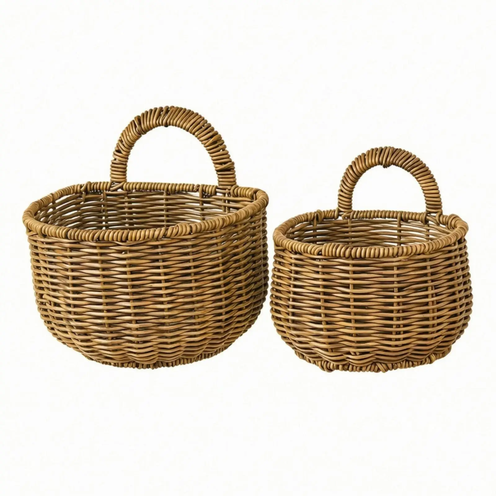 Hanging Storage Basket PP Woven Wall Mount for Kitchen Vegetables Small Household Items with Sturdy Handle