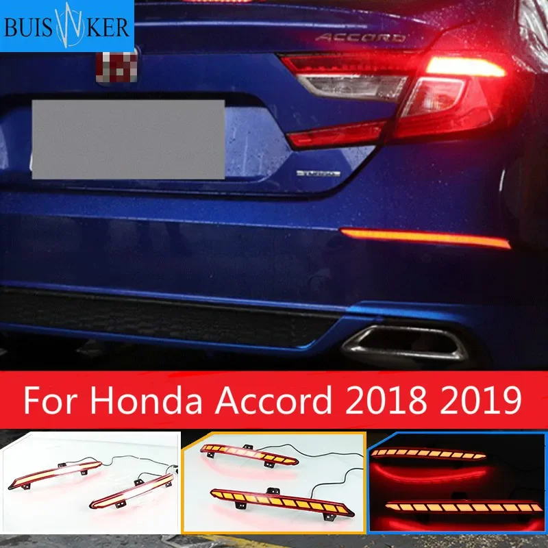 

2PCS Car LED Rear Fog Lamp Brake Light Dynamic Turn Signal Light Bumper Decoration Lamp For Honda Accord 2018 2019