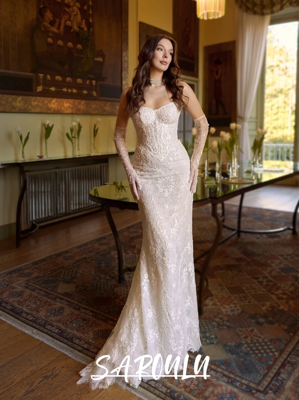 Attractive Sweetheart Neck Wedding Dress Delicate Beaded Lace Bodice Bride Wear Customized Luxury Romantic Mermaid Bridal Gown