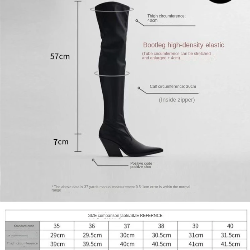 High Heeled Women\'s Over The Knee Boots Pointed Stretch High Jane Boot Black Elegant Leather Nude Boots New Designer Women Boots