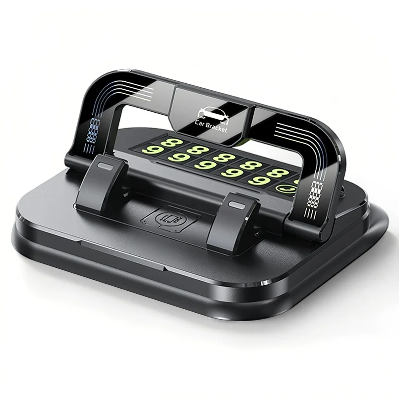 

Держатель для телефона 2-в-1 с временным номерным знаком для парковки, универсальный регулируемый автомобильный крепеж из АБС-пластика, нескользящий, для приборной панели автомобиля