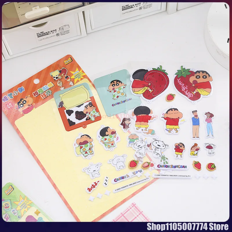 4 Uds. De crayón Kawaii Shin-Chan, pegatina para marco de fotos, pegatinas colgantes, funda de teléfono creativa Diy, decoración de cámara, juguete de recompensa para niños